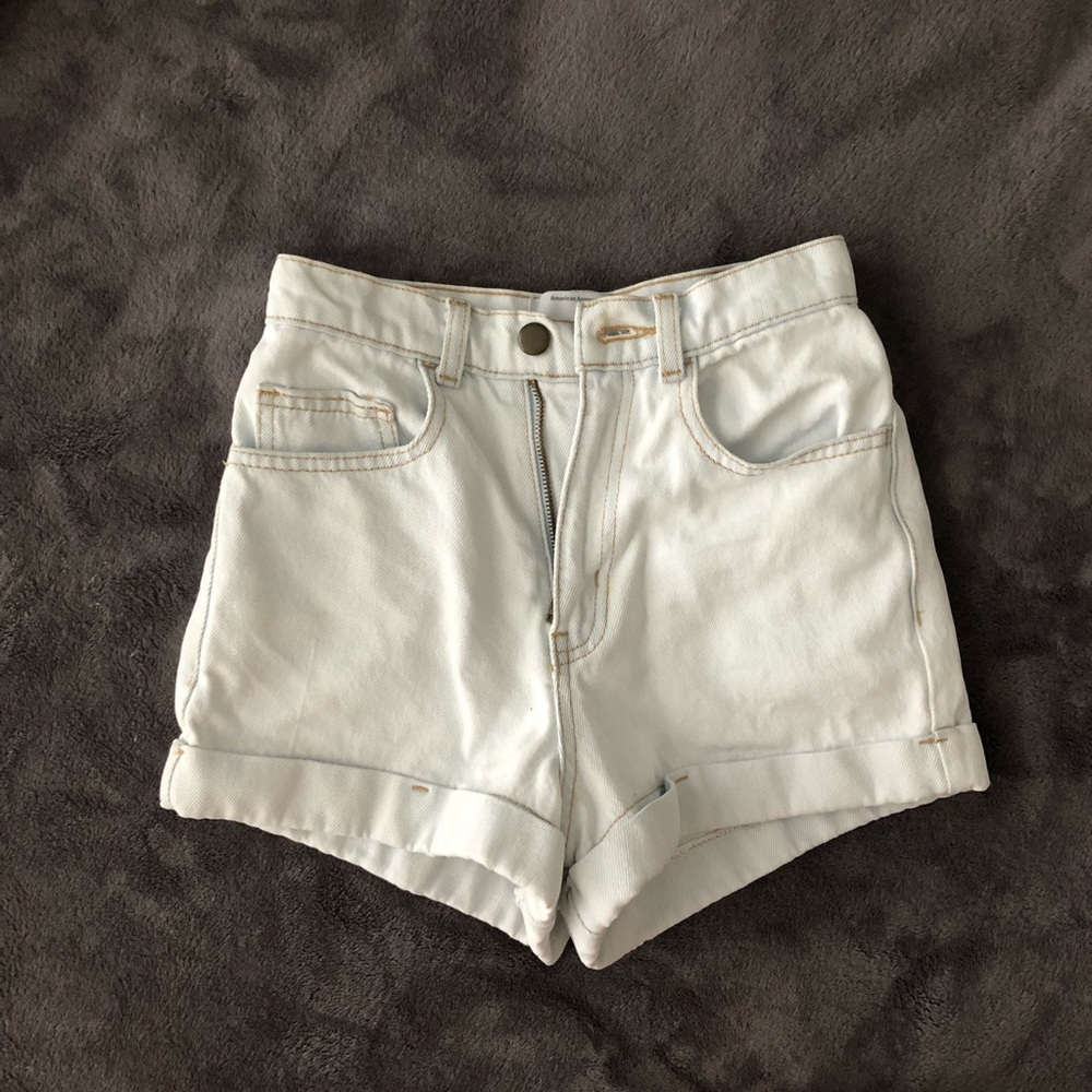American Apparel Off White Denim Shorts